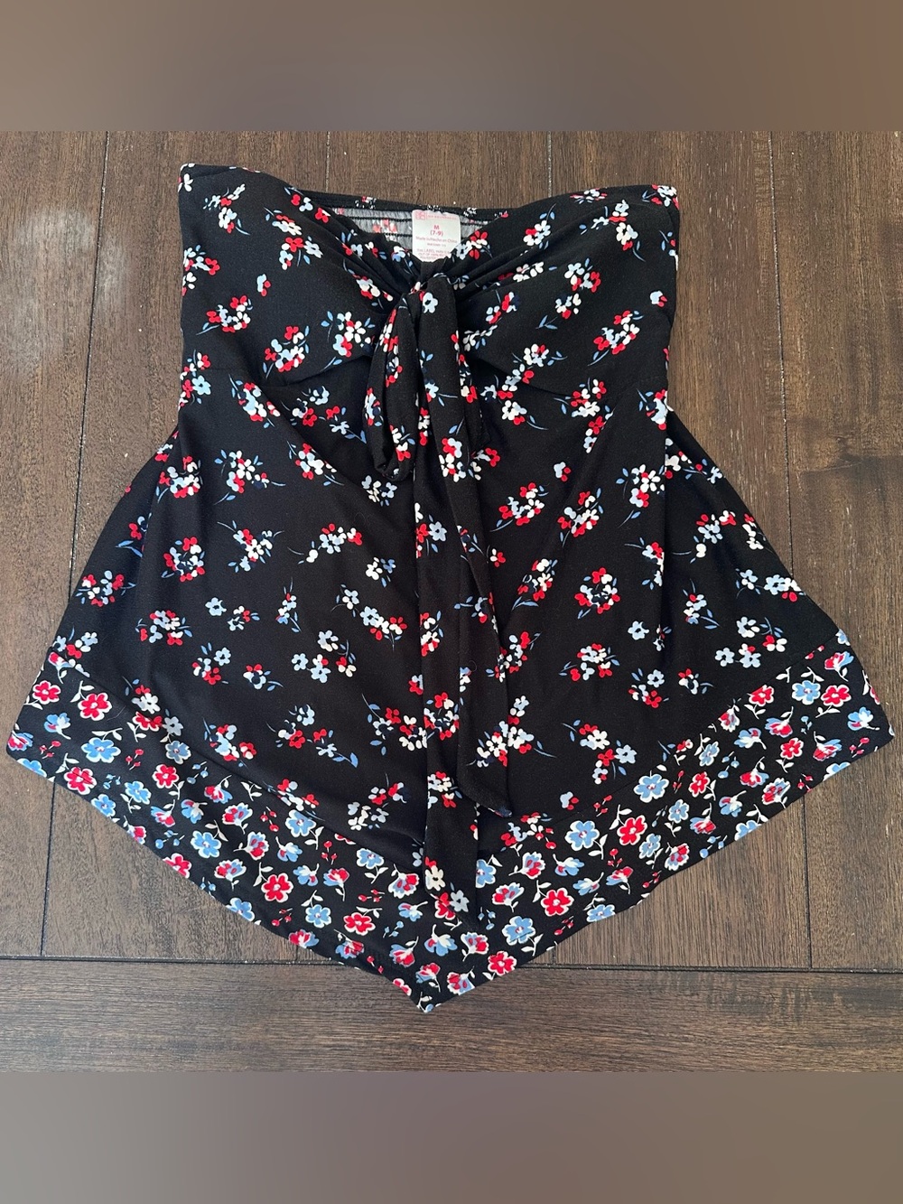 Black Floral Halter Tie-Neck Top